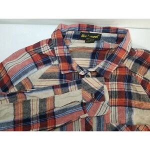 Like An Angel Plaid Flannel Womens 3/4 Sleeve Shirt Medium